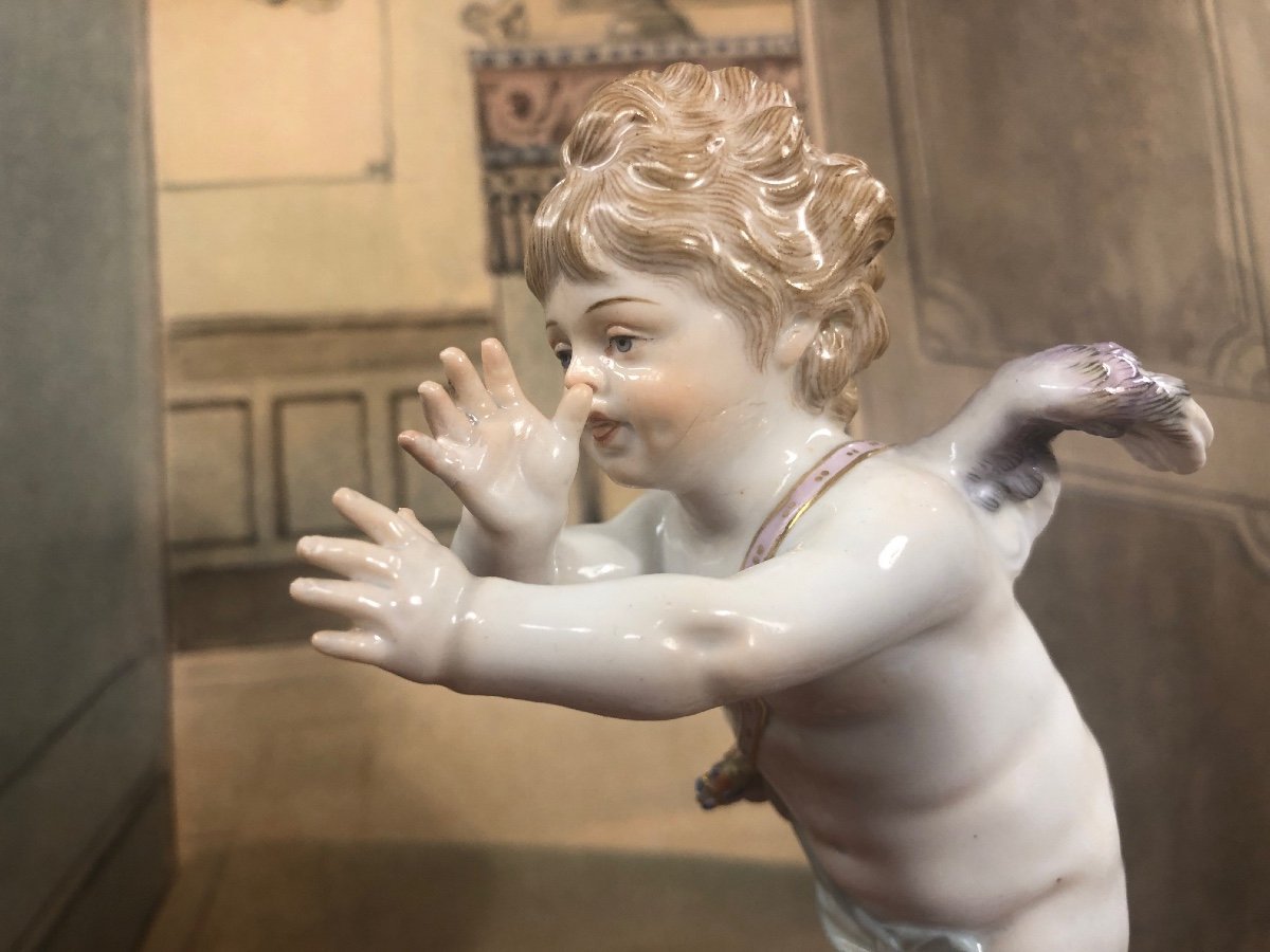 Superb Meissen Porcelain Subject Representing A Mocking Cupid-photo-4