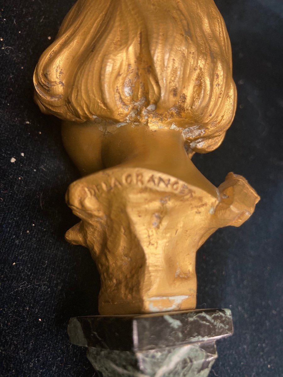 Art Nouveau Bronze Bust On Marble Base By Léon Delagrange-photo-2