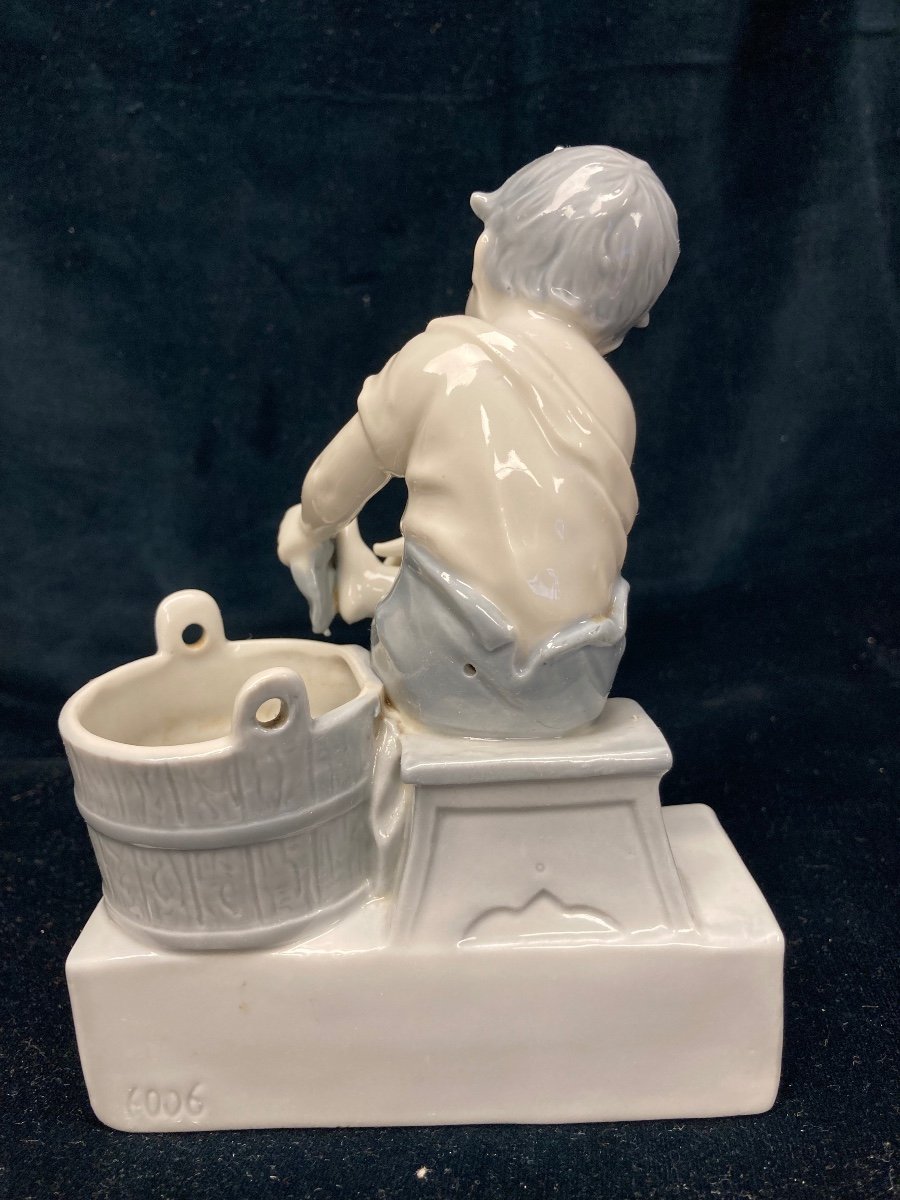Porcelain Boy Figurine Washing His Feet-photo-4