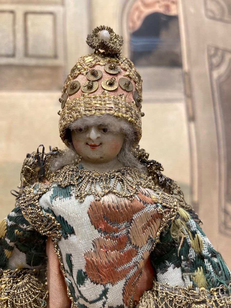 Amazing Wax-headed Figure Wearing Grand Siècle Stage Costume-photo-2