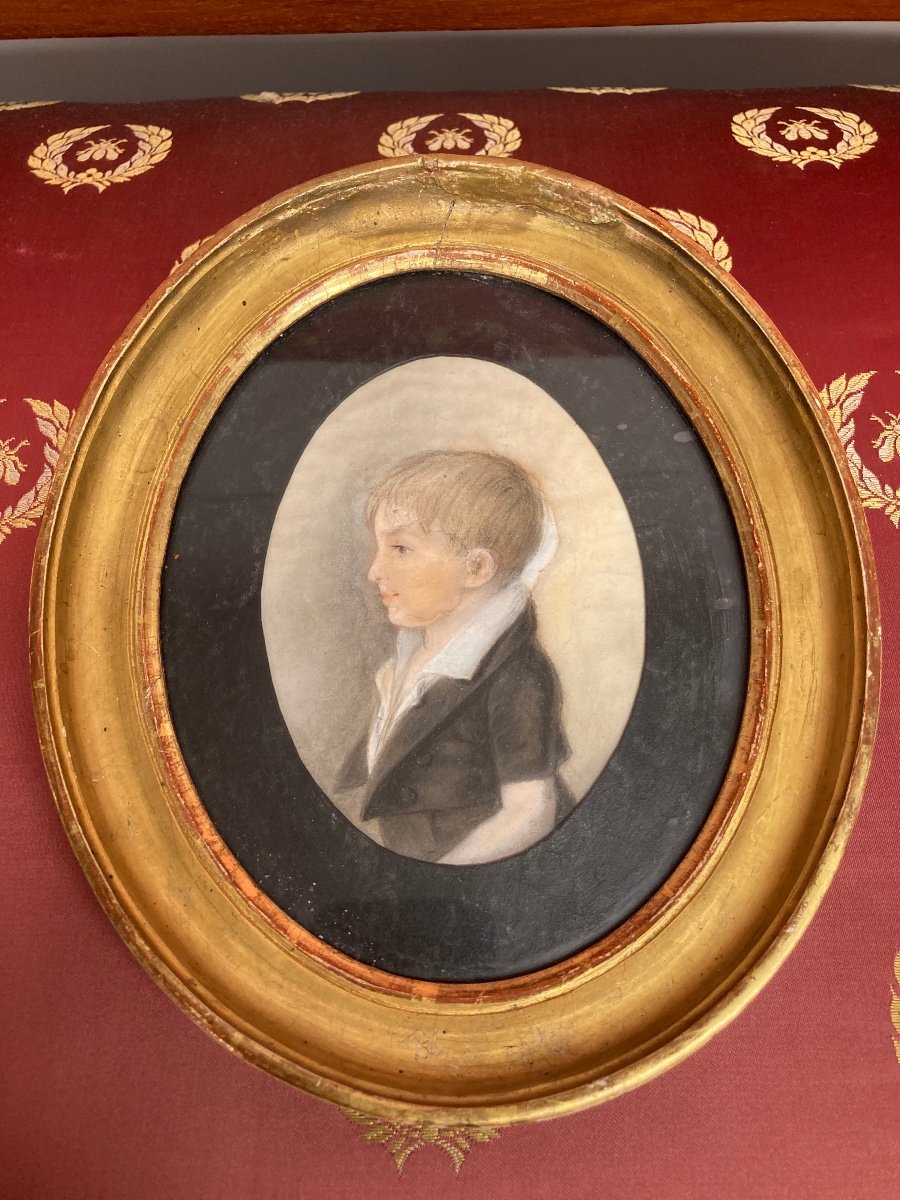 Lovely Pastel Portrait Of A Little Boy From The Beginning Of The 19th Century