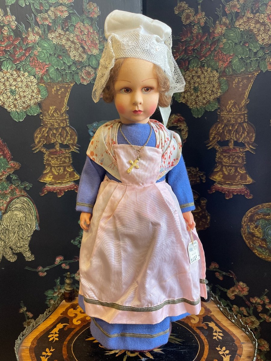 Belle Poupée En Tissu Vénus En Costume Normand 1930