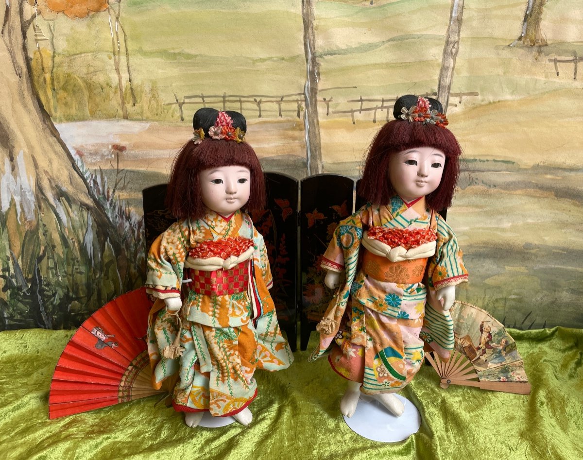 Paire De Poupées Japonaises Années 50