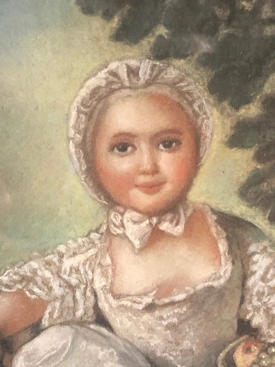 Rare Pastel représentant la princesse Marie Adelaide Clotilde Xavière De France d'après Drouais-photo-1