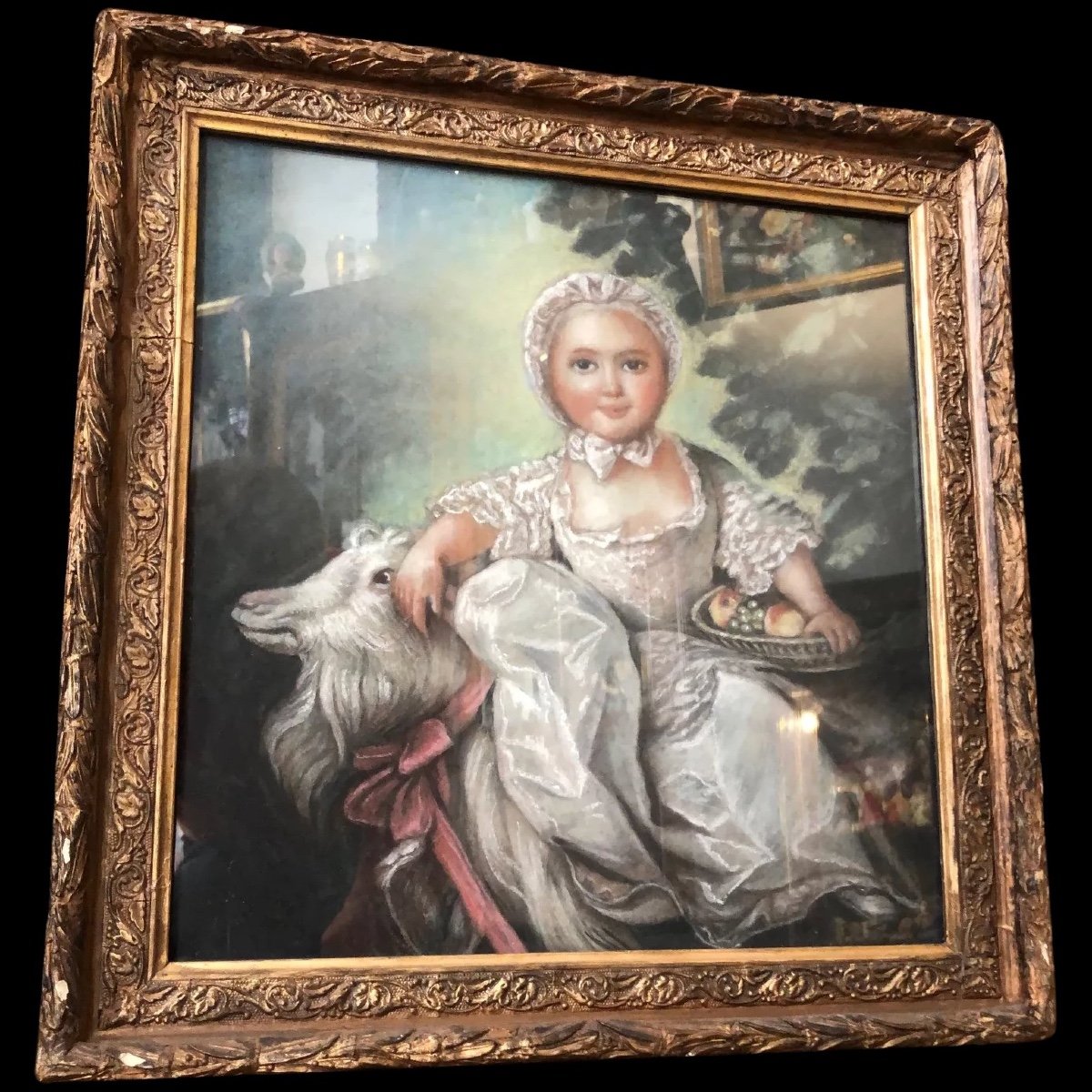 Rare Pastel représentant la princesse Marie Adelaide Clotilde Xavière De France d'après Drouais