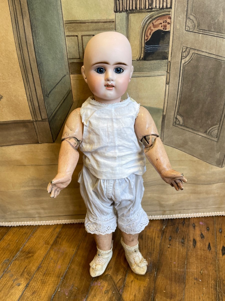 Adorable  Poupée Ancienne Française Etienne Denamur En Taille 8-photo-3