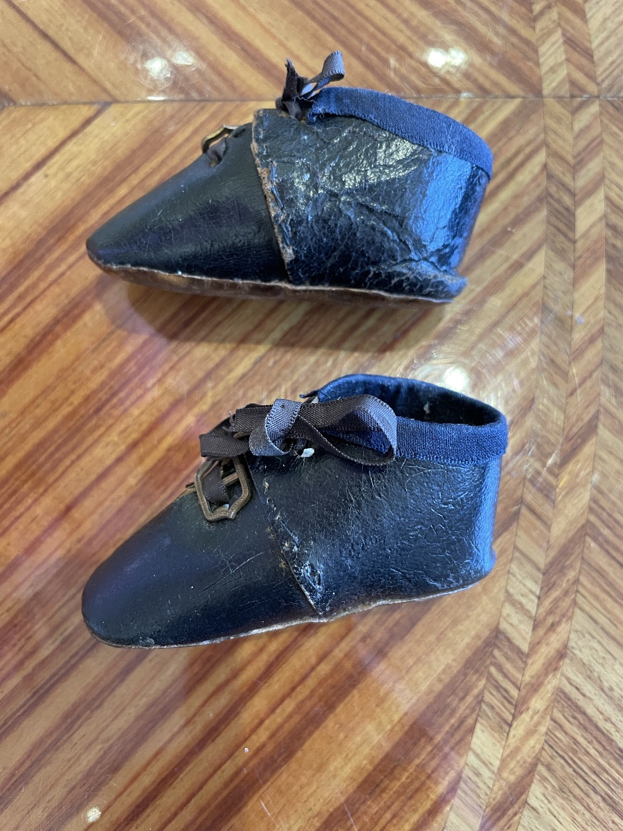 Chaussures Anciennes En Cuir Pour Poupée Pauline-photo-2