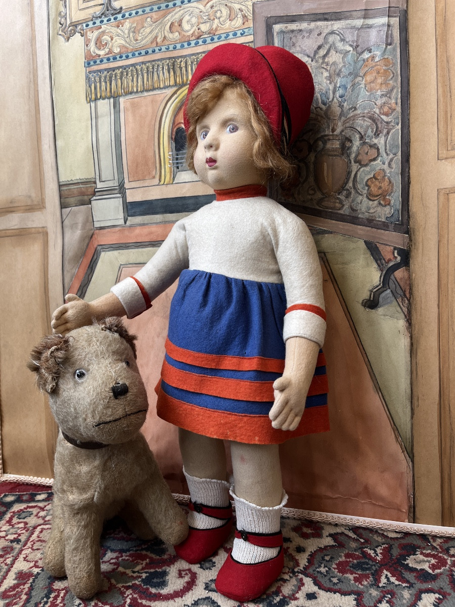 Poupée en feutrine Margot toute d'origine années 20-photo-2