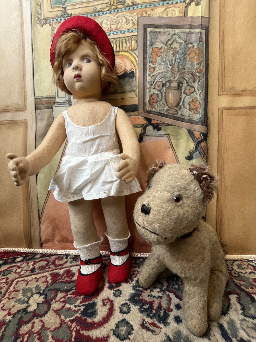 Poupée en feutrine Margot toute d'origine années 20-photo-2