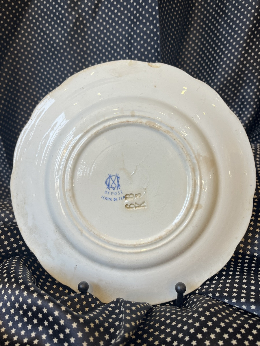 Rare Faience Plate « Les Etrennes » By Creil & Montereau-photo-3
