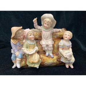 Antique Bisque Card Holder Representing A Children's Choir