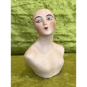 Antique French Pandora Bisque Doll Bust Head