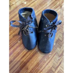 Antique Leather Shoes For Pauline Doll