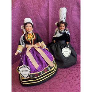 Vintage rares poupées folkloriques Petitcollin habillées par « Le Minor"