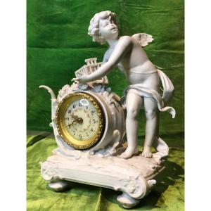 Charming Small French Clock Circa 1895 Ornate With A Cherub With Provenance.