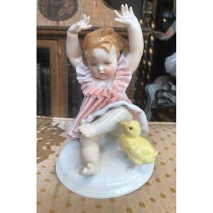 Girl Figurine In Saxony Porcelain By Karl Ens