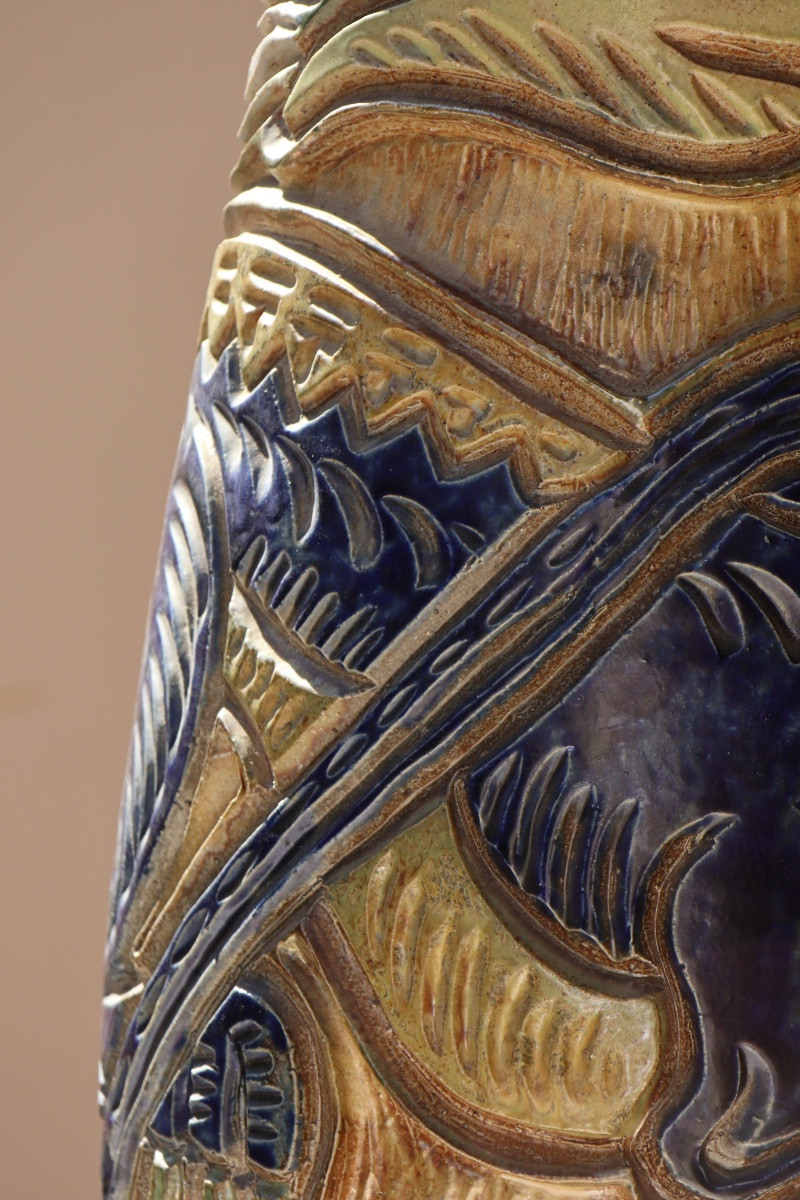 Large Sculptural Ceramic Floor Vase By Roger Guerin, Art Deco, 1930-photo-2