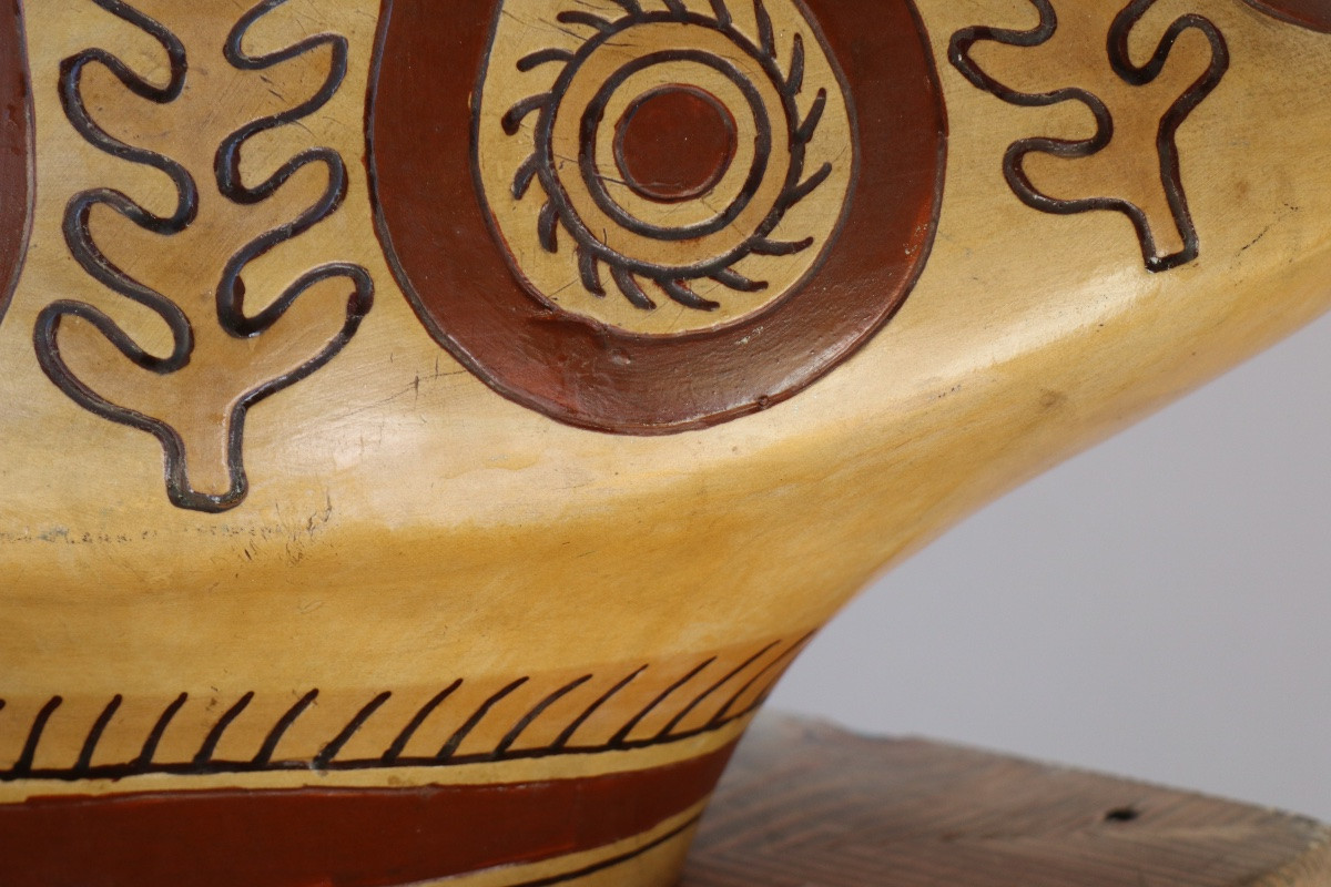 Vase sculptural en céramique de style néo-archaïque, pièce vintage rare-photo-3