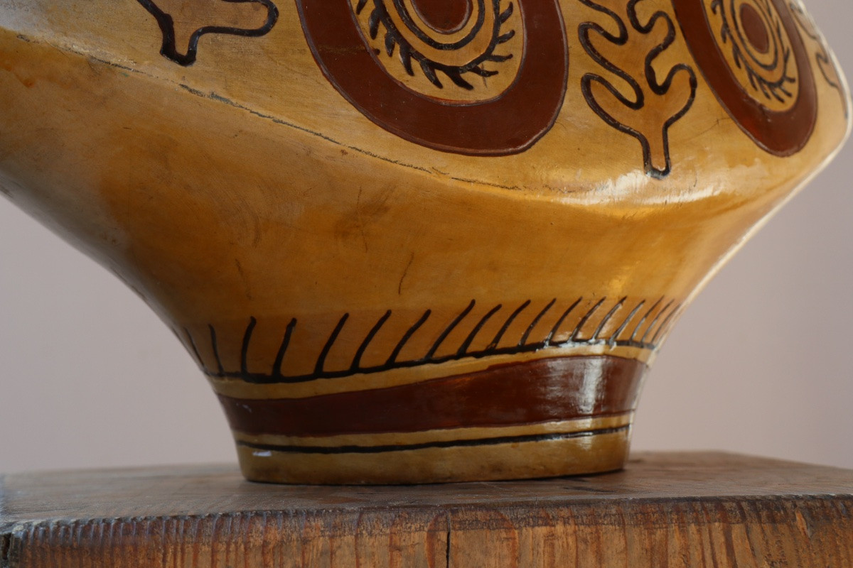 Vase sculptural en céramique de style néo-archaïque, pièce vintage rare-photo-3