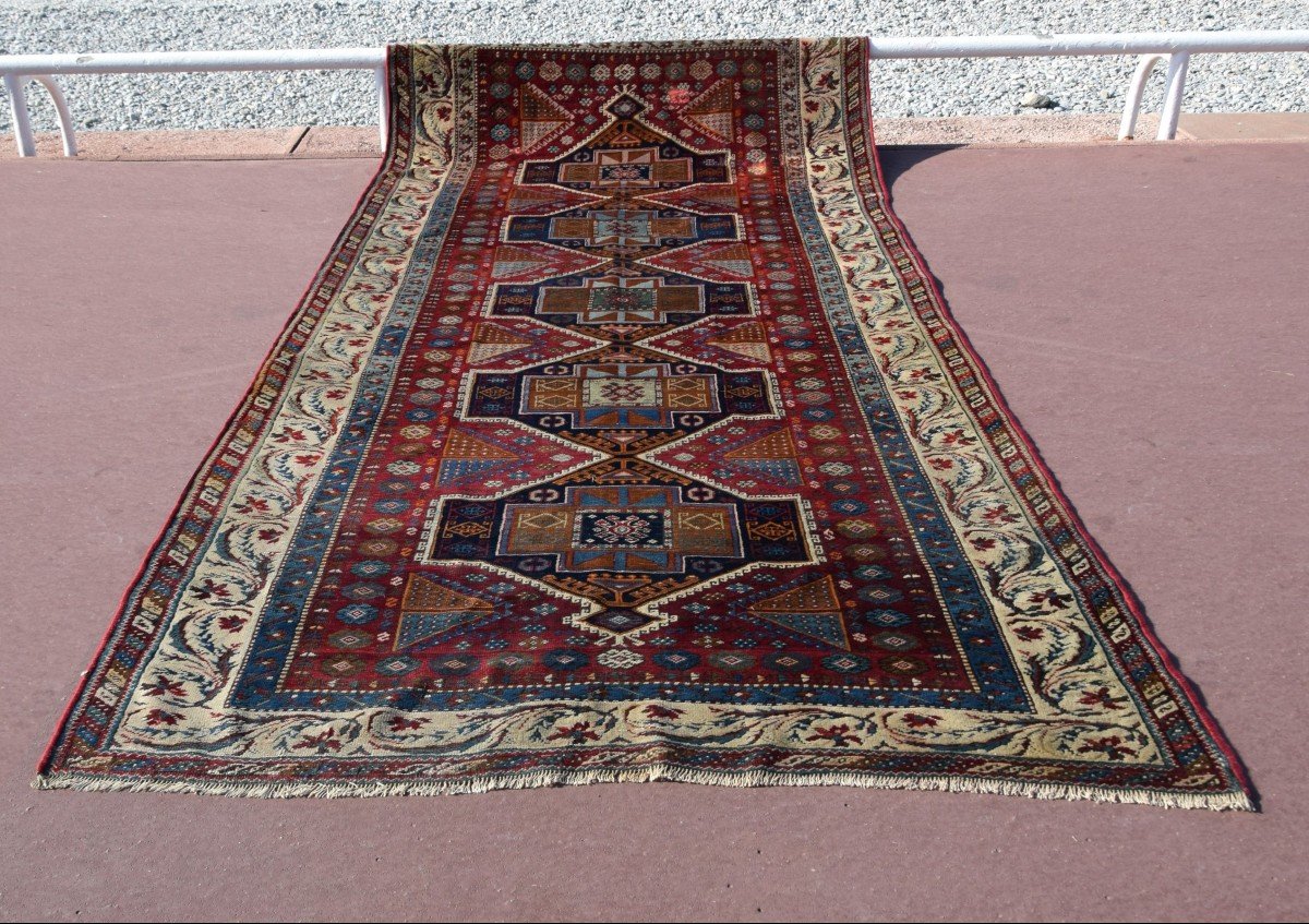 Old Turkish Carpet: Reşiyan, Kurdish Tribe: 1.58 X 3.35 Meters-photo-2