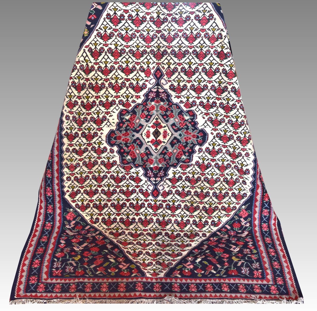 Tapis Kilim Senneh Iran "circa 1950" Dim : 1.40 X 2.13 M-photo-8