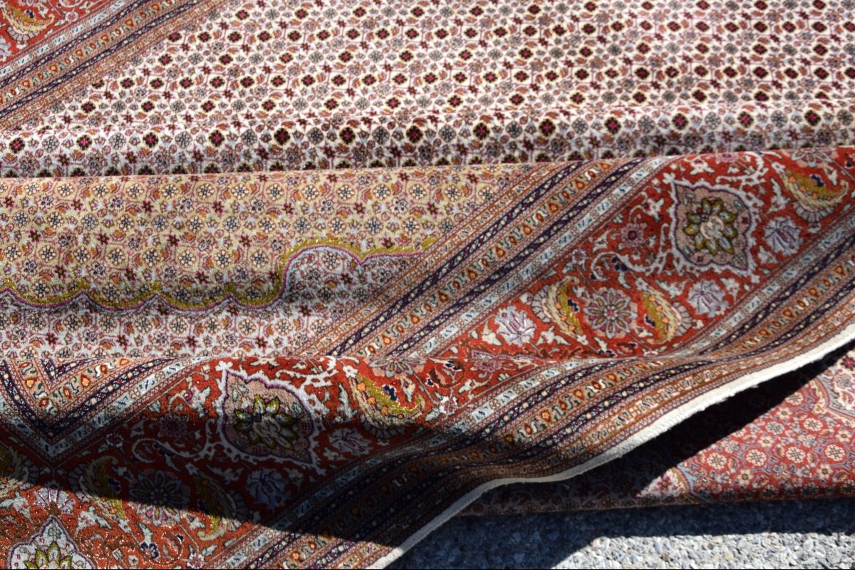 Tapis d'orient Tabriz Iran laine et Soie: 3.59 X 2.52 Mètres-photo-2