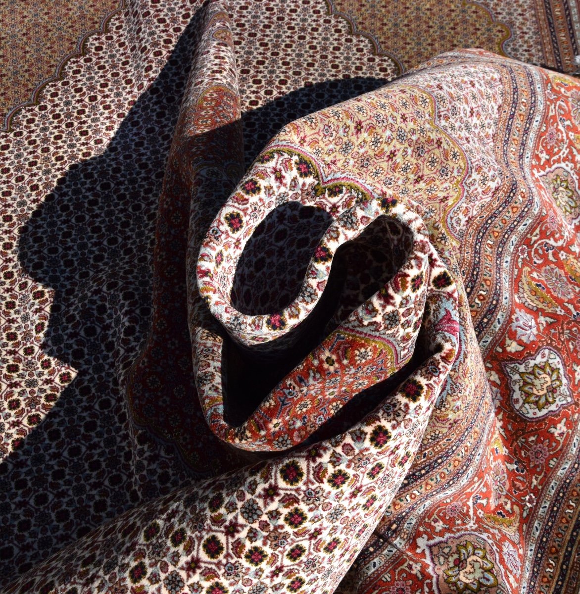 Tapis d'orient Tabriz Iran laine et Soie: 3.59 X 2.52 Mètres-photo-3