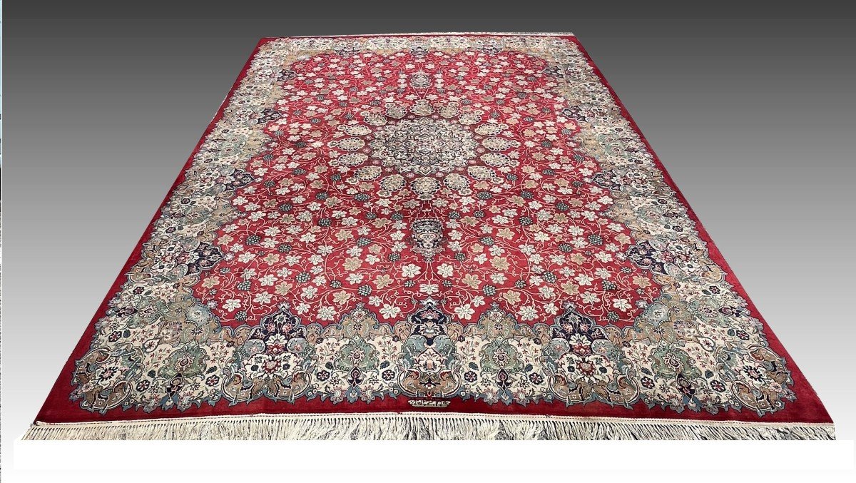 Oriental Rug Iran, Kashan Persian Mid 20th Century: Kork Wool -  4.45 X 3.30 Mètres-photo-4