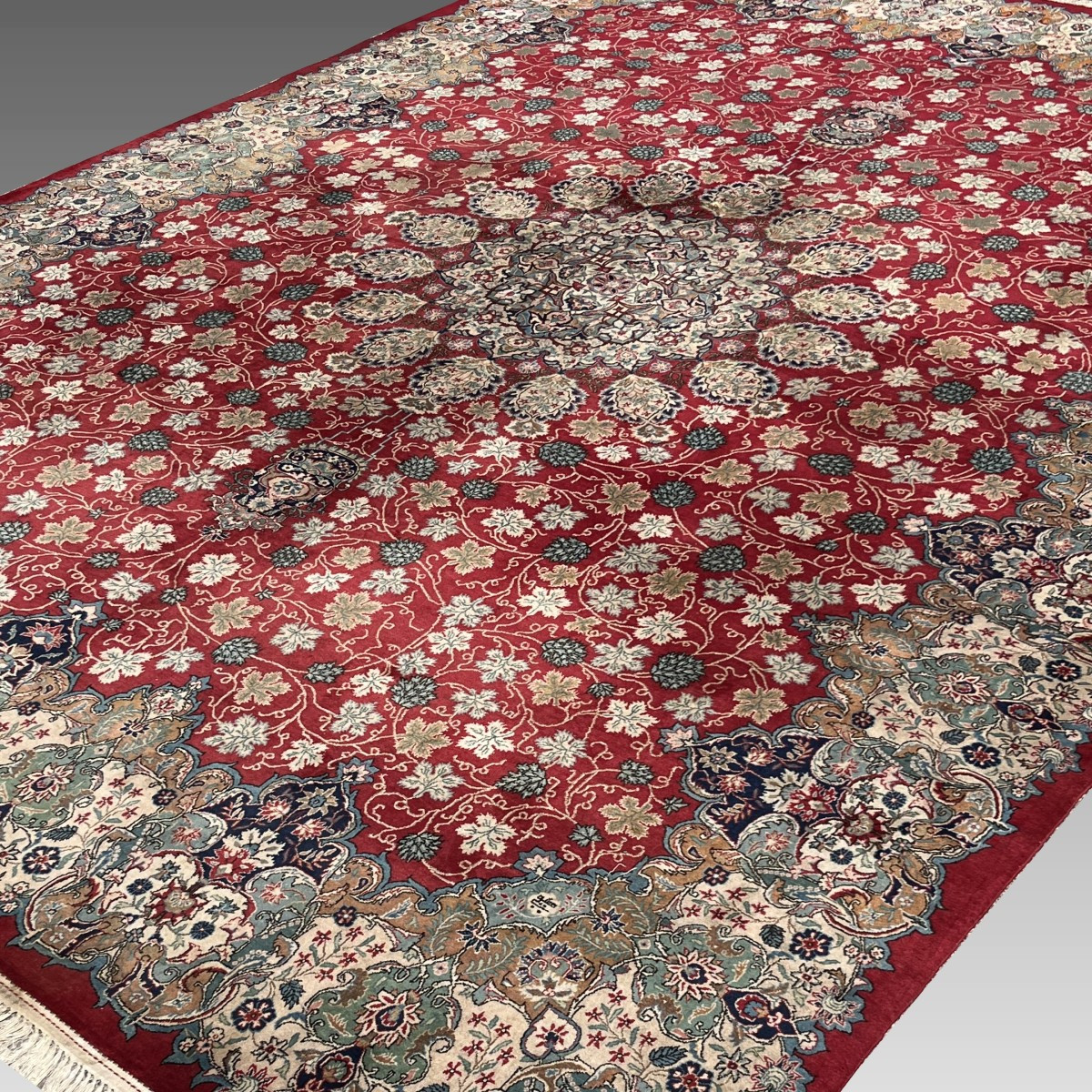 Oriental Rug Iran, Kashan Persian Mid 20th Century: Kork Wool -  4.45 X 3.30 Mètres