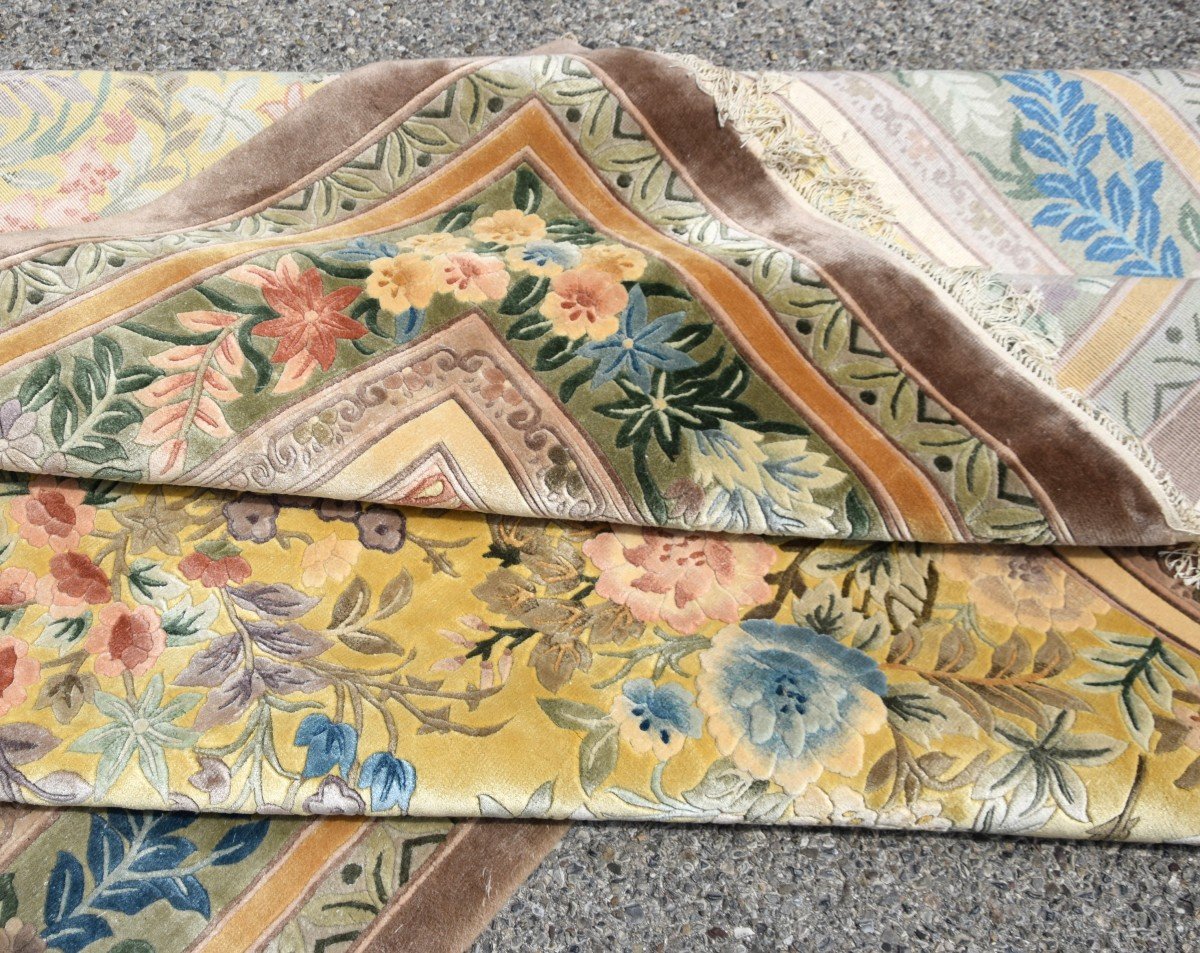 Art-deco Shanghai Chines  Silk Rug - Entirely Handmade: 2.00 X 3.00 Meters-photo-2