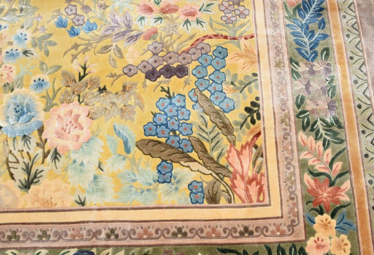 Art-deco Shanghai Chines  Silk Rug - Entirely Handmade: 2.00 X 3.00 Meters-photo-3