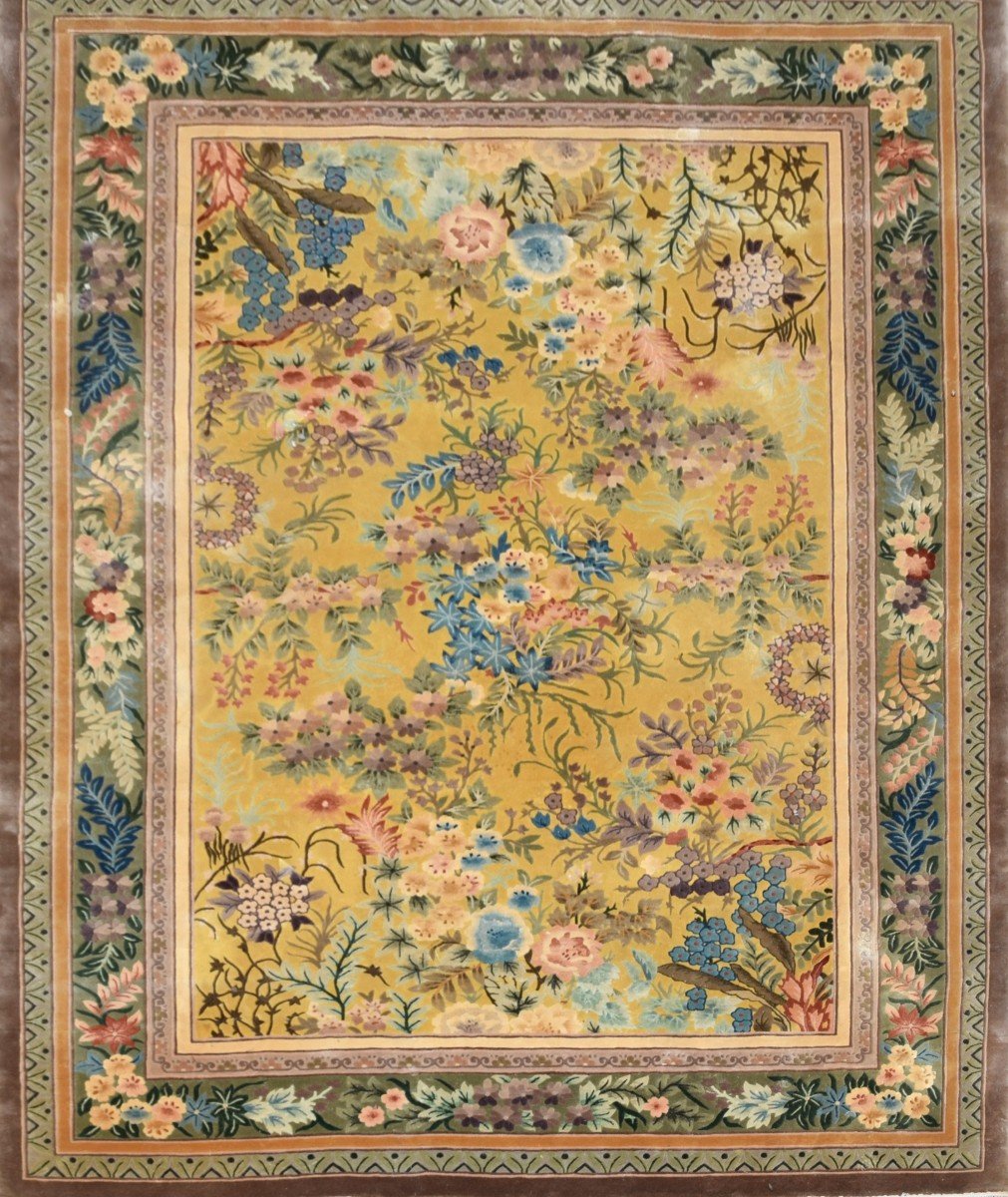 Art-deco Shanghai Chines  Silk Rug - Entirely Handmade: 2.00 X 3.00 Meters