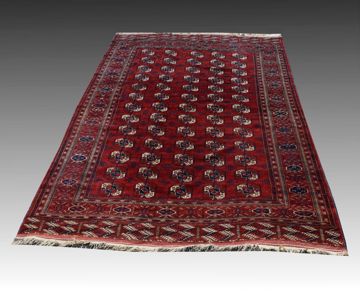 Tapis  Boukhara Turkmène Semi-antique  : 2.85 × 2.17 Mètres-photo-2