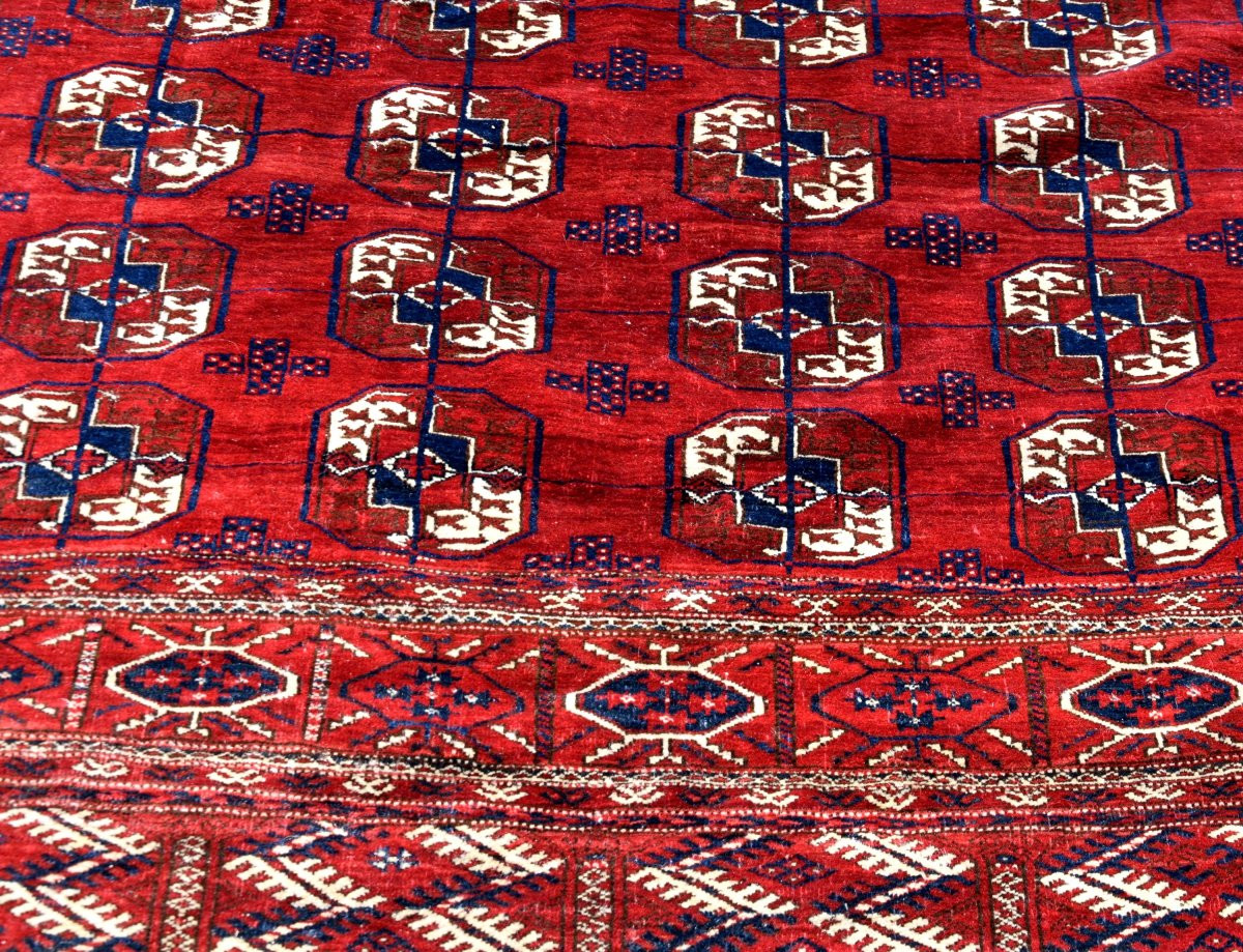 Tapis  Boukhara Turkmène Semi-antique  : 2.85 × 2.17 Mètres-photo-4