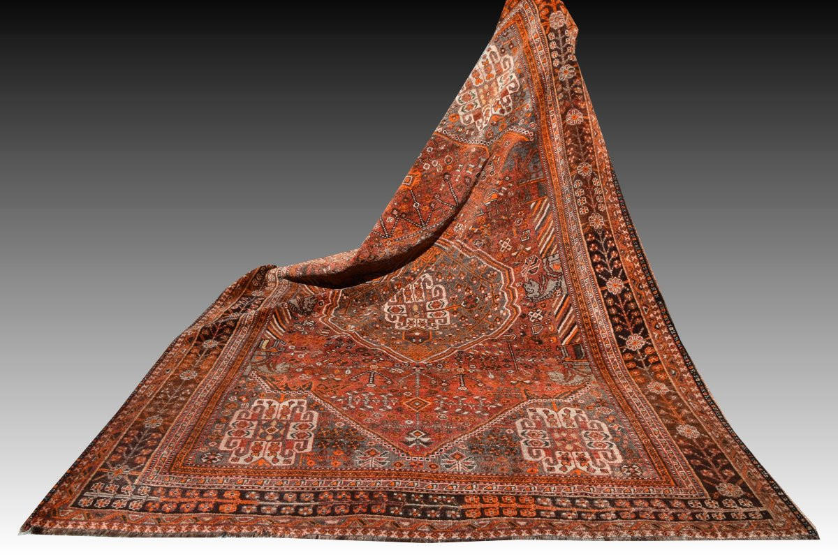 Oriental Rugs Gashgaï Tribes Iran: 2.96 X 2.07 Meters-photo-7