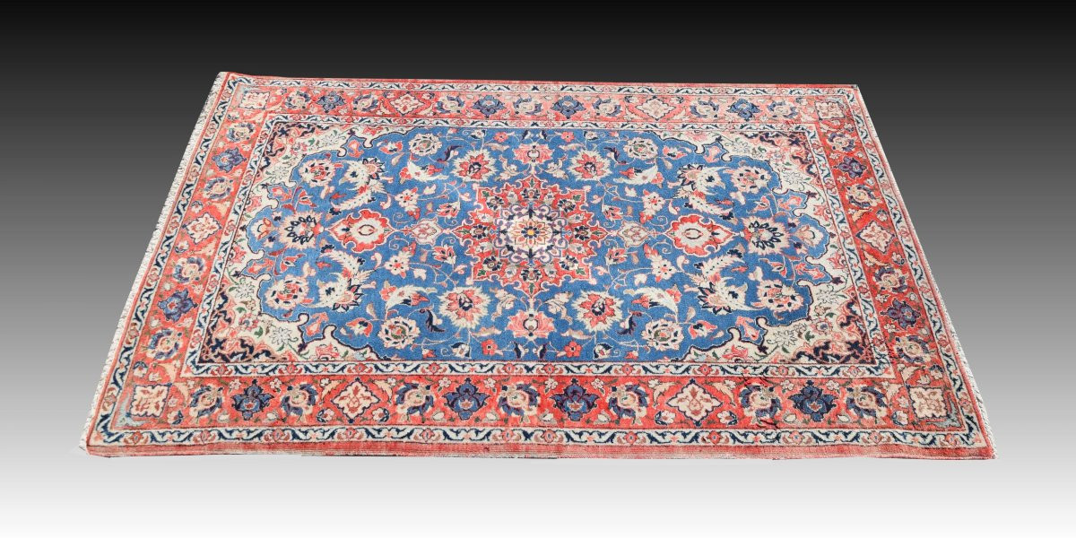 Antique Oriental Rug From Iran Isfahan: 0.98 X 1.62 Meters-photo-2