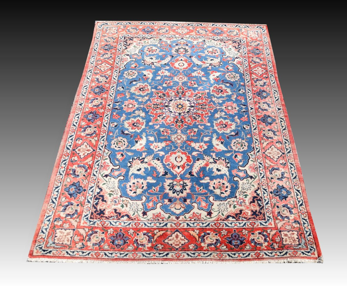 Antique Oriental Rug From Iran Isfahan: 0.98 X 1.62 Meters-photo-4