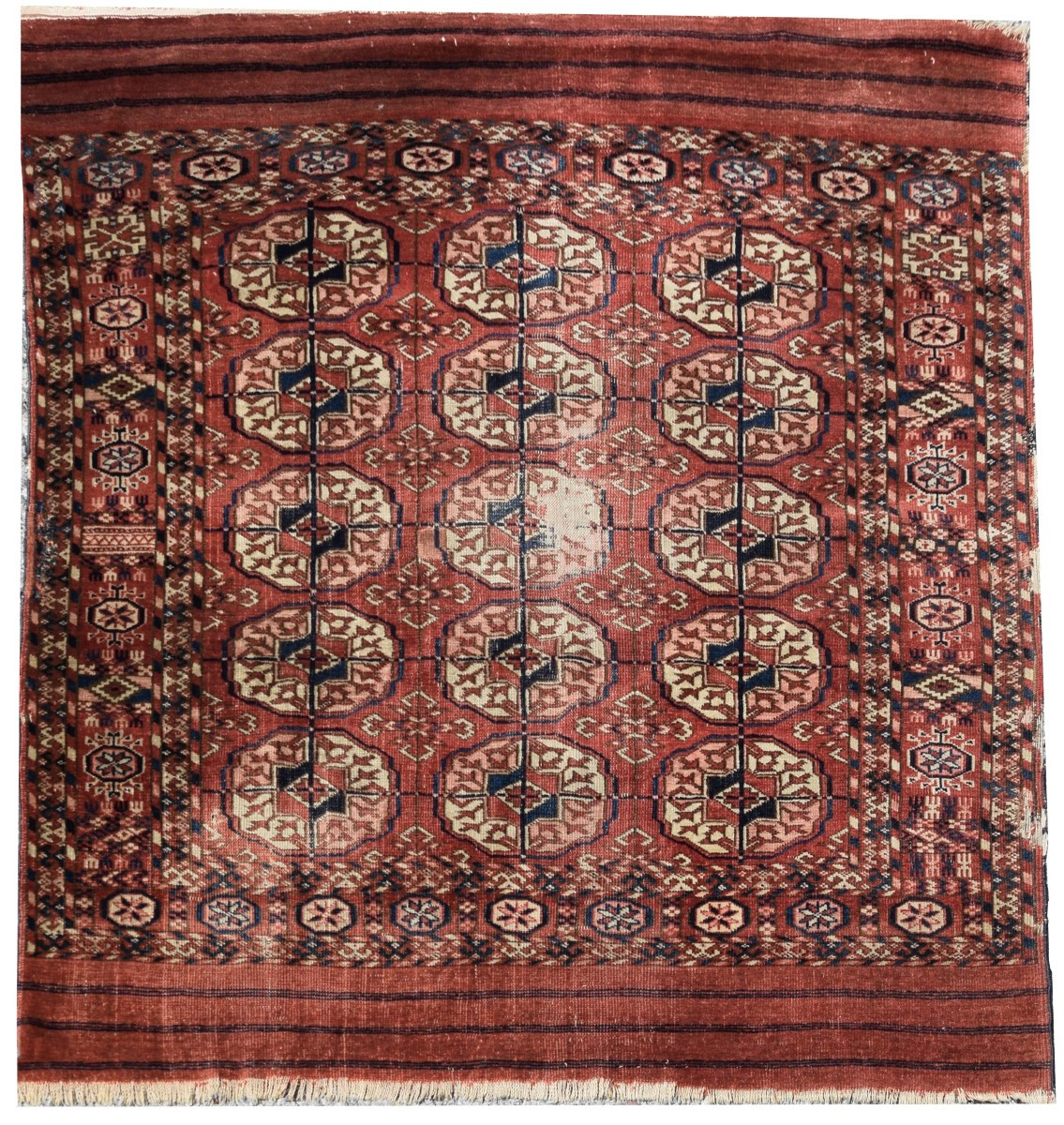Tapis d'Orient Boukhara Turkmène Ancien : 0.95 X 1.10 M