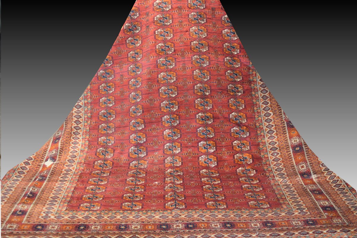 Tapis d'Orient Boukhara Turkmène: 2.23 X 2.90 Mètres "Galerie Sardje"-photo-4