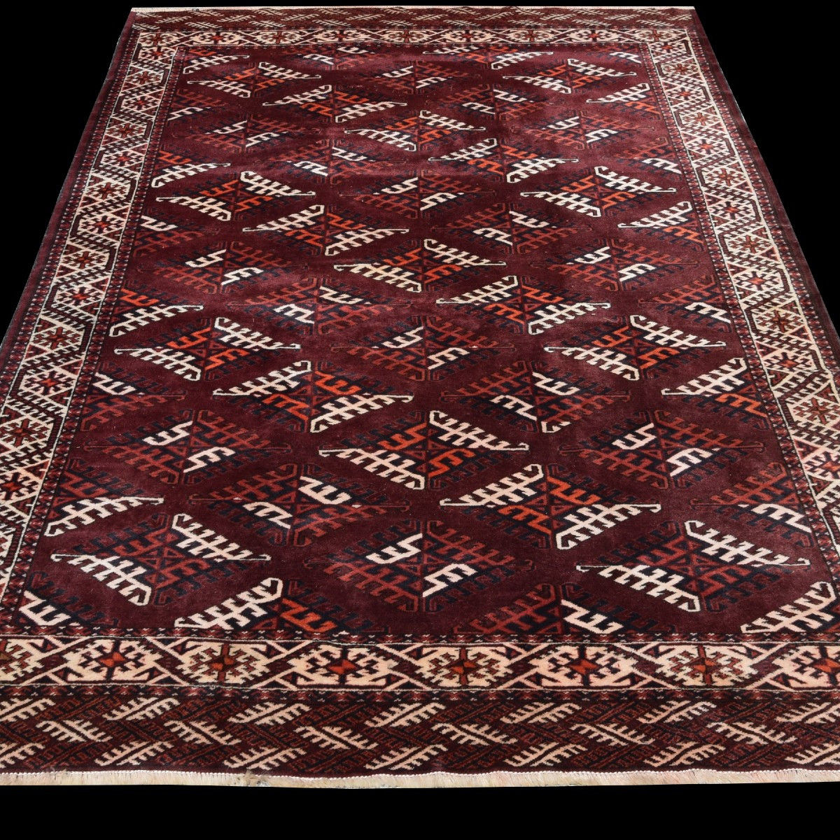 Turkmen Bukhara Yomud Rug: 3.10 X 2.08 Meters -photo-3