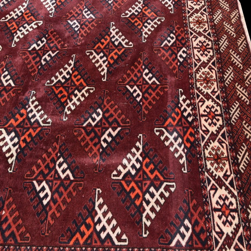 Turkmen Bukhara Yomud Rug: 3.10 X 2.08 Meters -photo-3