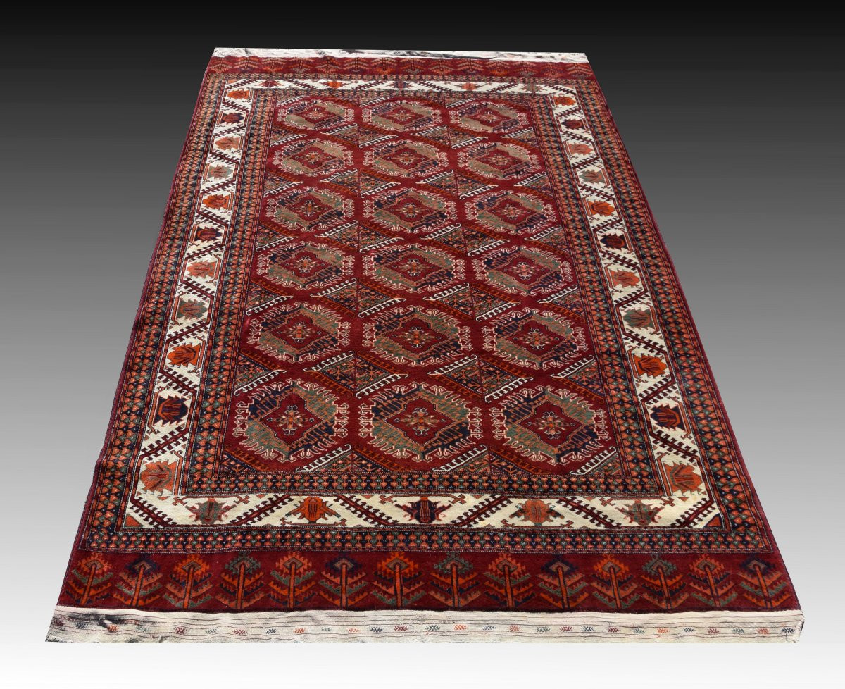 Tapis Boukhara Kizil-ayak Turkmène : 2.65 X 1.85 Mètres - Fait Main -photo-3