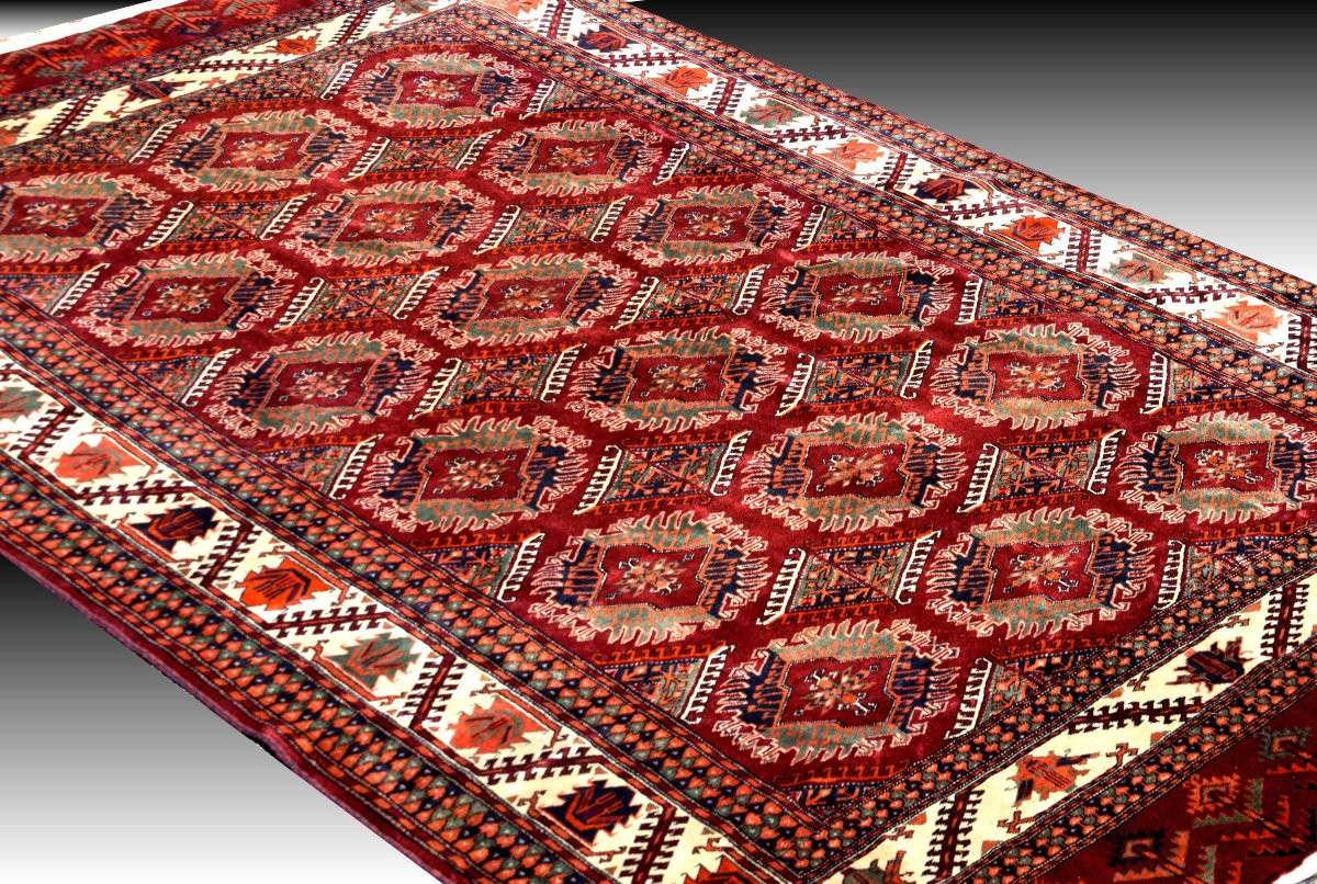 Tapis Boukhara Kizil-ayak Turkmène : 2.65 X 1.85 Mètres - Fait Main -photo-3