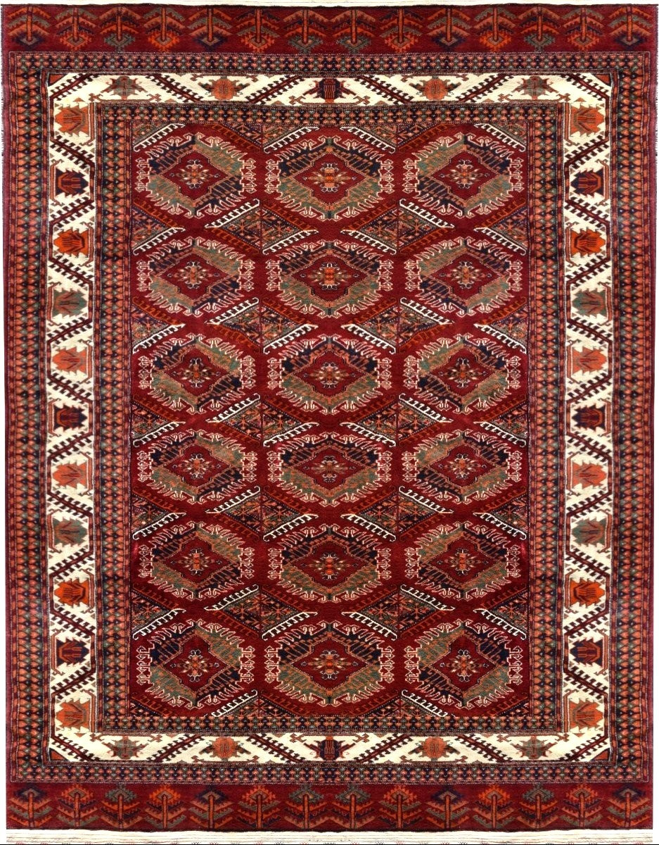 Tapis Boukhara Kizil-ayak Turkmène : 2.65 X 1.85 Mètres - Fait Main 