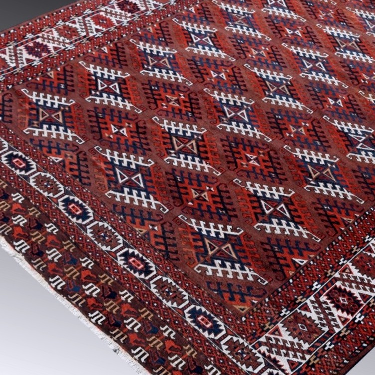 Large Antique Turkmen Bukhara Yomud Rug: 3.45 X 2.08 Meters 