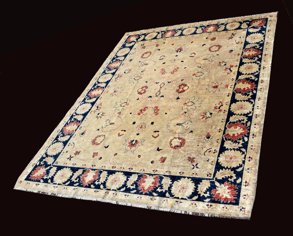 Grand Tapis d'Orient Ziegler : 3.00 X 2.45 Mètres - Laine Fait Main-photo-4