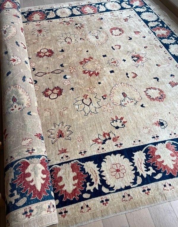 Grand Tapis d'Orient Ziegler : 3.00 X 2.45 Mètres - Laine Fait Main-photo-7