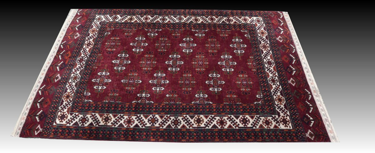 Tapis d'Orient Boukhara Yomud Turkmène : 2.40 X 1.60 Mètres-photo-2
