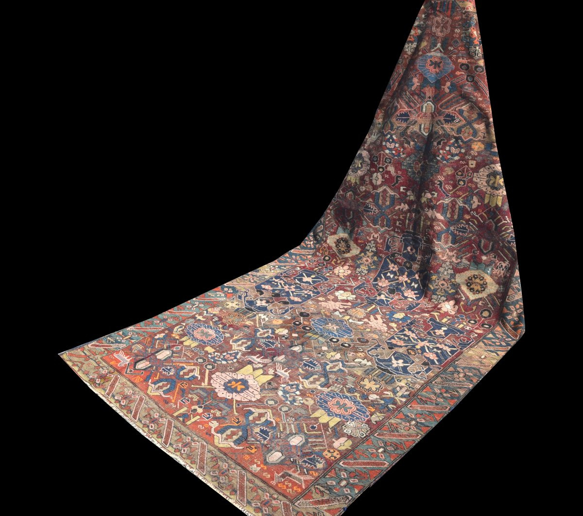 Tapis Caucasien Shirvan Tchi-tchi Ancien : 3.25 X 1.40 Mètres-photo-2