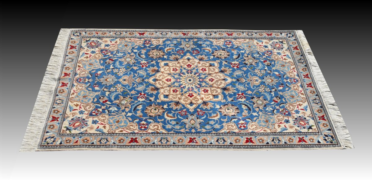 Tapis Persan Nain Iran Laine et Soie "fait Main - 0.85 X 1.29 Mètres-photo-2